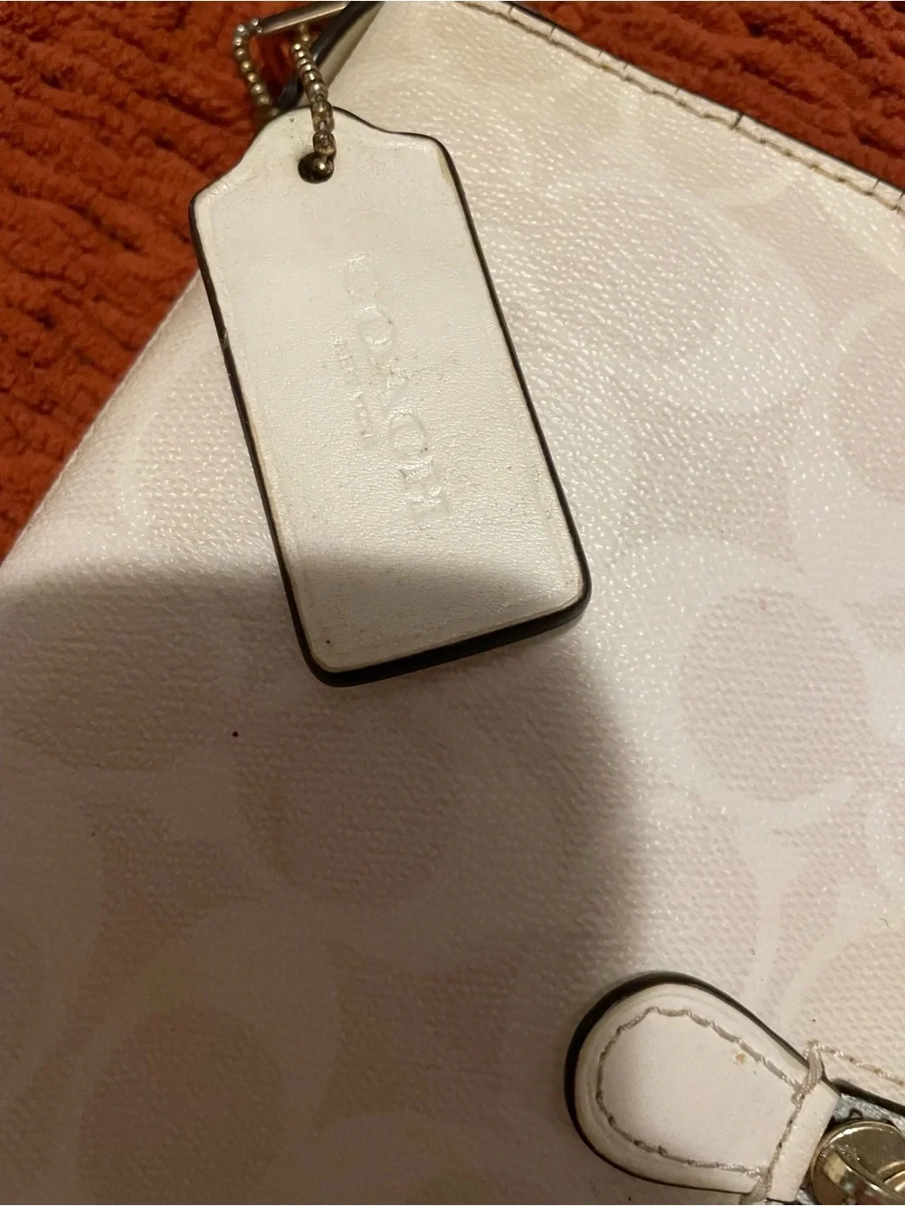Project! Coach White Signature Tote Bag with Gold Hardware